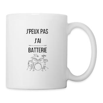 J'peux pas j'ai batterie - Mug blanc - blanc - Droite
