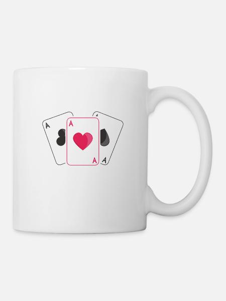 CARD GAME ACE OF SPADES ACE OF HEART ACE OF CLOVER - Mug - white