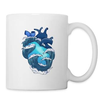 Heart ocean tsunami heartbeat waves sea pacific - Mug - white - Right