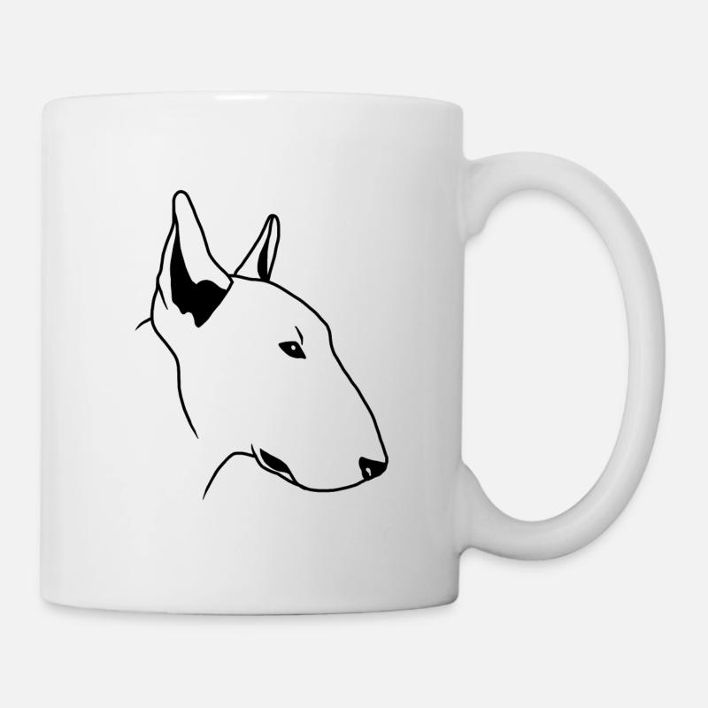 Bullterrier, Hund, Hundekopf, Comic - Tasse - Weiß