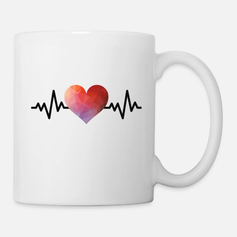 Ekg line - heart geometric - Mug - white