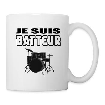 Je suis batteur drummer percussion batterie music - Mug blanc - blanc - Droite