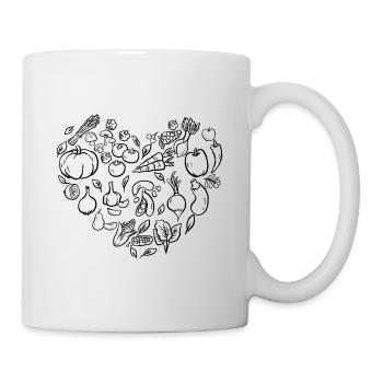 Herz Obst Gemüse Veganer Gesund Geschenk - Tasse - Weiß - Rechts