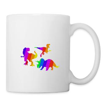 T-Rex Regenbogen Dino Tyrannosaurus Triceratops - Tasse - Weiß - Rechts