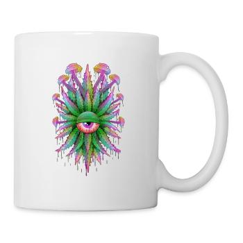 Champignon yeux herbe - Mug blanc - blanc - Droite