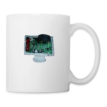Elektronik kommt aus dem Fernseher - Tasse - Weiß - Rechts
