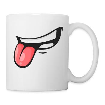 bouche drôle avec la langue - Mug blanc - blanc - Droite
