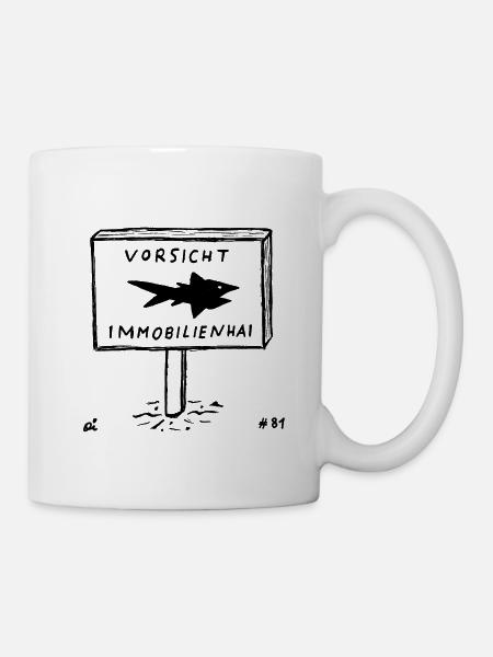 Vorsicht Immobilienhai - Immobilien Hai - Tasse - Weiß