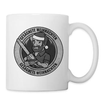 Gesägnete Weihnachten Santa Holzfäller Kettensäge - Tasse - Weiß - Rechts