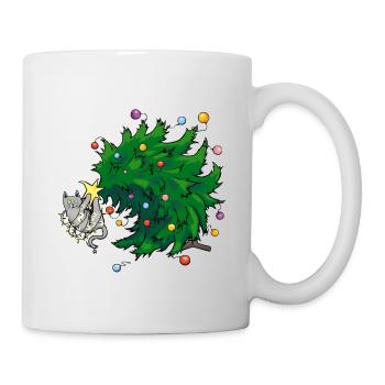 Cat and the christmas tree - Mug - white - Right