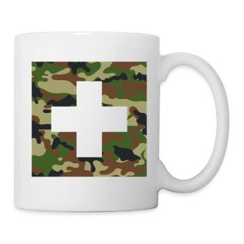 Militär Schweiz Schweizerkreuz auf Camouflage - Tasse - Weiß - Rechts