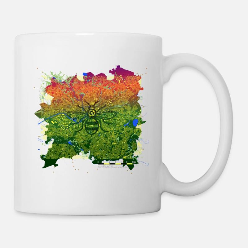 Mancunian Honey Bee Over a Midnight Manchester - Mug - white