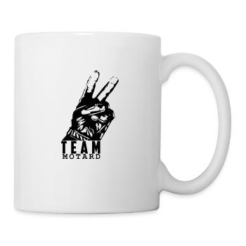 Mannschaftsschild zwischen Biker - Tasse - Weiß - Rechts