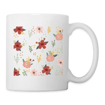 Floral Print Pattern Flower Nature Lover Cute Gift - Mug - white - Right