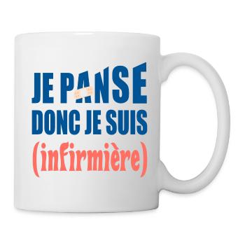 Je panse donc je suis infirmière t-shirt cadeau - Mug blanc - blanc - Droite