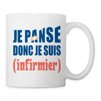 Je panse donc je suis infirmier t-shirt cadeau - Mug blanc - blanc - Droite