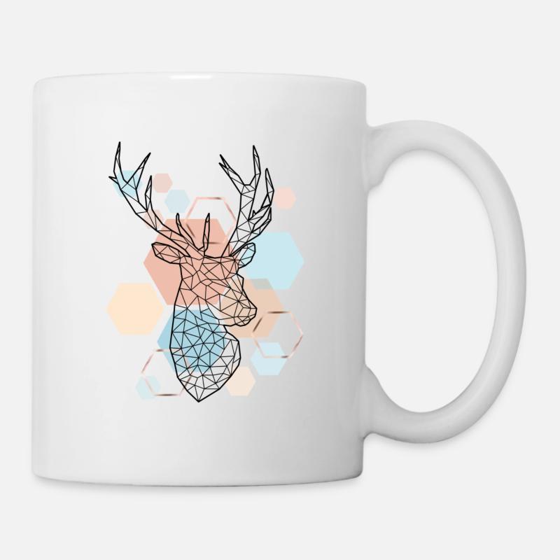 Low Poly Art Deer Triangle Streetwear Aesthetics - Mug - white