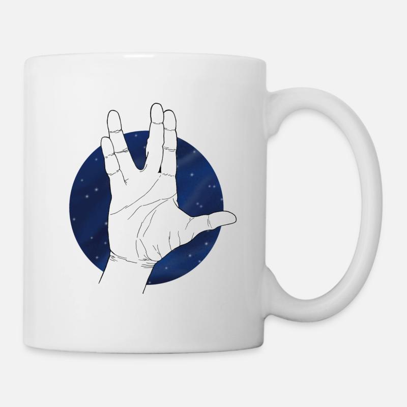 Hand Vulkaniergruß Sternenhimmel - Tasse - Weiß