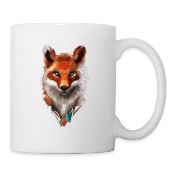 Low Poly Art Fuchs Wildtier Geometrisch Polygon - Tasse - Weiß - Rechts