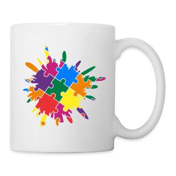 Puzzle de sensibilisation à l'autisme Splash coloré - Mug blanc - blanc - Droite