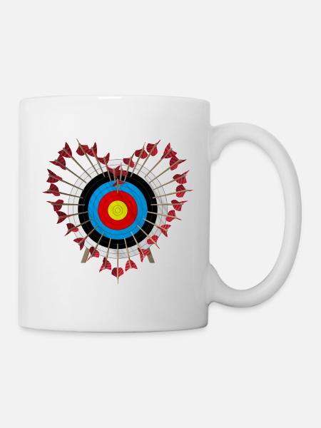 Zielscheibe Herzchen - Tasse - Weiß