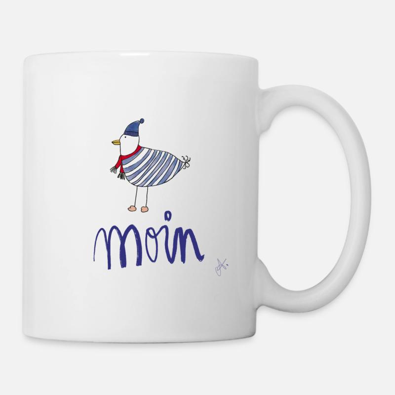 Moin Möwe Ringelshirt - Tasse - Weiß