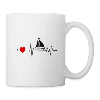 Sailing heartbeat sailors sail boat ship EKG - Mug - white - Right