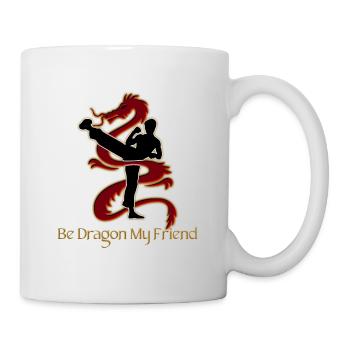 Sei Drache, mein Freund! (Weißer Schatten + Textversion) - Tasse - Weiß - Rechts