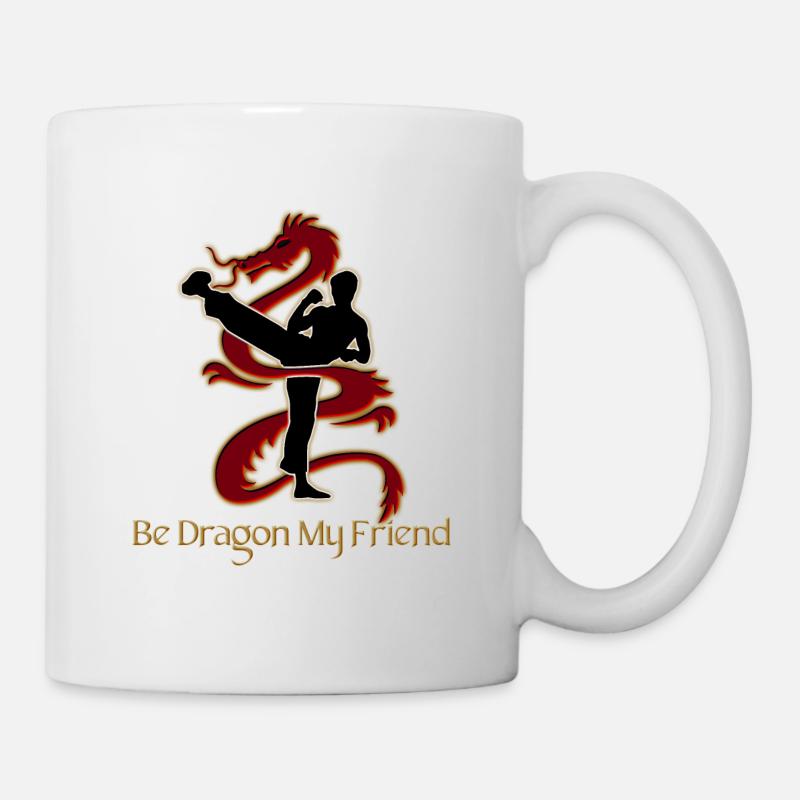 Sei Drache, mein Freund! (Weißer Schatten + Textversion) - Tasse - Weiß