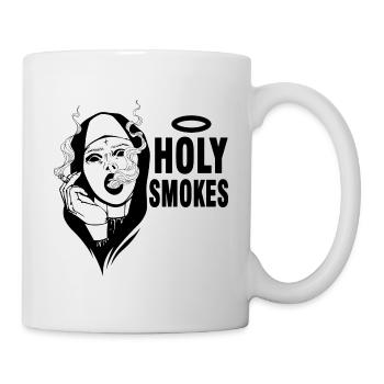 Church nun smokes smokers Holy Smokes - Mug - white - Right