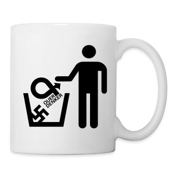Quer Denker raus! Und ab in die Tonne - Tasse - Weiß - Rechts