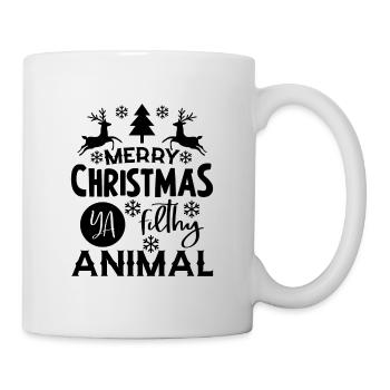 Merry christmas ya filthy animal gift Vegan - Mug - white - Right