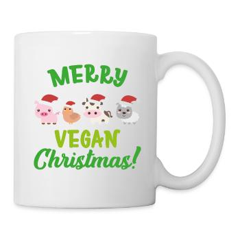 Merry vegan christmas Party Geschenk Veganer - Tasse - Weiß - Rechts