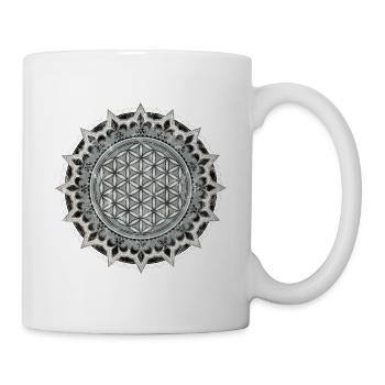 Fleur de vie, yoga, géométrie sacrée, vintage - Mug blanc - blanc - Droite