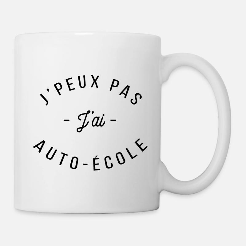 jpeux pas j ai auto école foncé - Mug blanc - blanc
