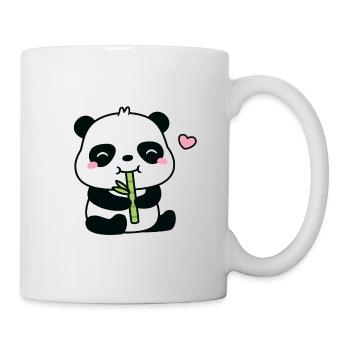 Mignon petit panda mangeant une pousse de bambou - Mug blanc - blanc - Droite