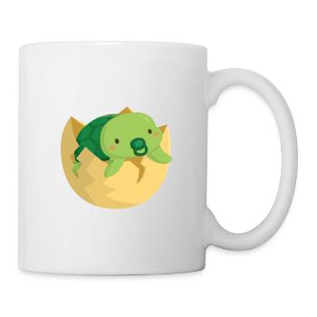 Süße Babyschildkröte schlüpft aus Shell - Tasse - Weiß - Rechts