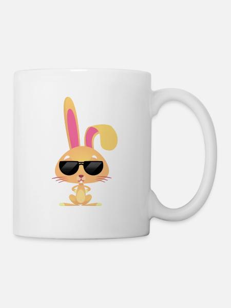 cooler, süßer Hase mit Sonnenbrille - Tasse - Weiß