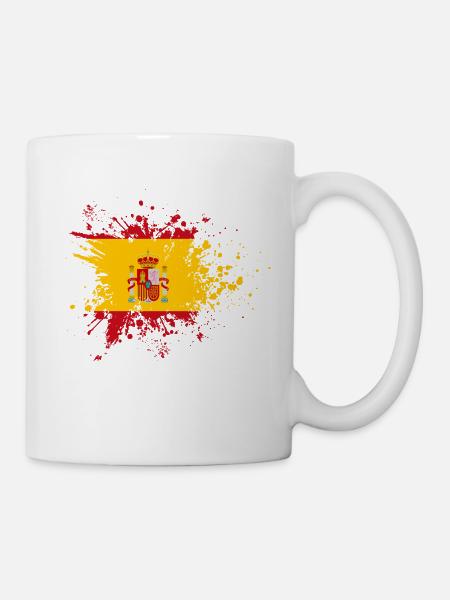 Espagne drapeau éclaboussures de peinture malle blob d'espagnol - Mug blanc - blanc