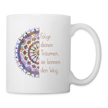 Mandala – Folge deinen Träumen/ Weg - lila - Tasse - Weiß - Rechts