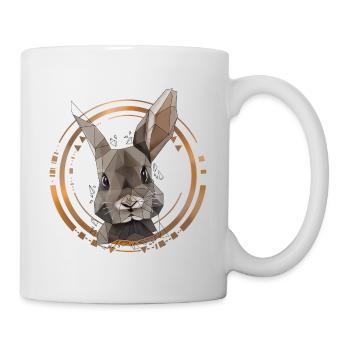 Conception de poly faible lapin cool | Géométrique, triangle - Mug blanc - blanc - Droite