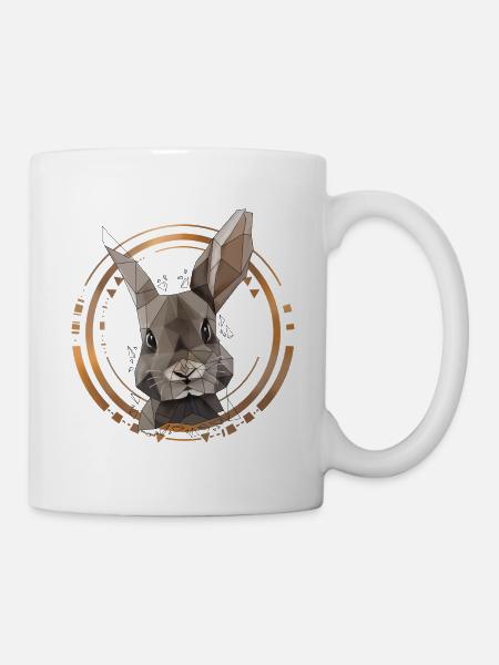 Cooler Hase Low Poly Design | Geometrisch, Dreieck - Tasse - Weiß