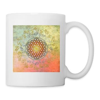 Flower Of Life - Vintage Ornaments Gold Silver 1 - Mug - white - Right