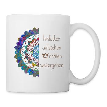 Hinfallen Aufstehen Krone richten Mandala Blume - Tasse - Weiß - Rechts