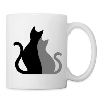 Katzenpaar Cat couple Geschenkidee Katzen - Tasse - Weiß - Rechts