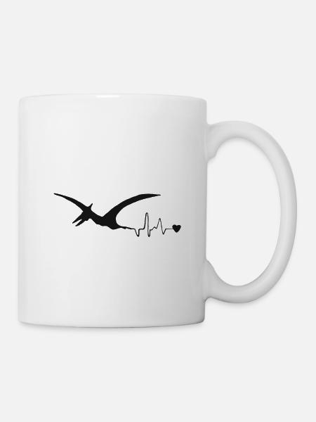 Flugsaurier EKG Dinosaurier Herzschlag Pterosauria - Tasse - Weiß
