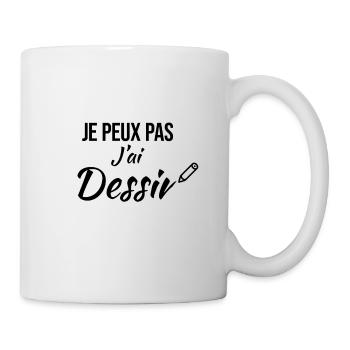 Je peux pas j'ai dessin - Mug blanc - blanc - Droite