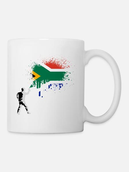 Afrique du Sud drapeau africain Drapeau sud-africain - Mug blanc - blanc
