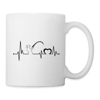 Angler heartbeat fishing gift fishing angler - Mug - white - Right