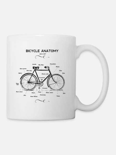 Roue vintage rétro drôle de bicyclette anatomie - Mug blanc - blanc